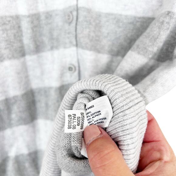 Gap Gray Striped Alpaca Blend Button Front Cardigan Sz L - Picture 3 of 5